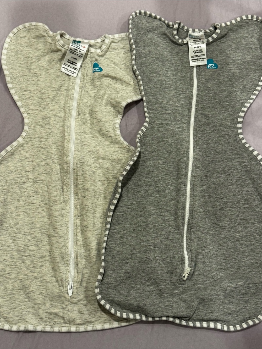Love To Dream Grey and Light Grey Swaddle Sleep Sacks - 2-Pack - Small